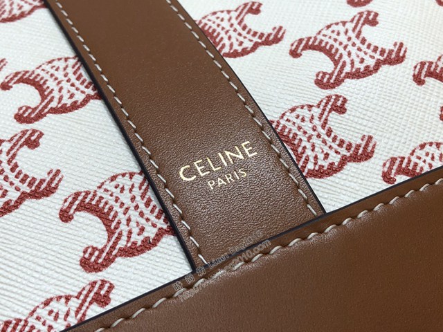 Celine專櫃賽琳2022新款七夕限定紅色壓花TRIOMPHE帆布nano小號水桶包 191132s sldj2392